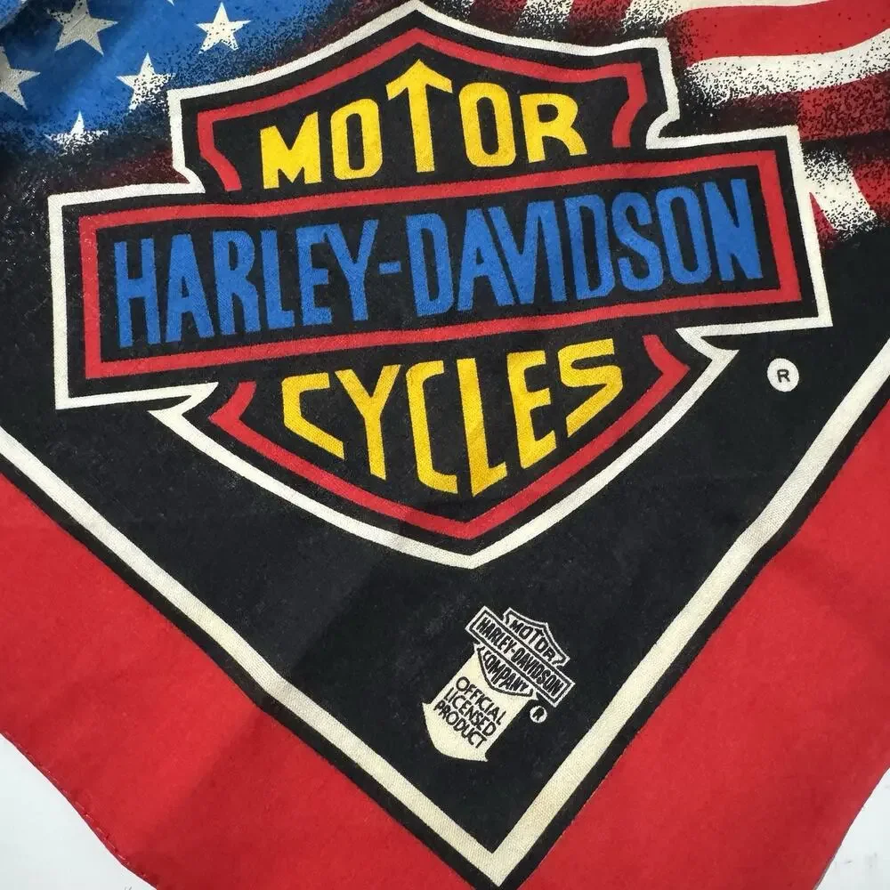 Vintage Harley-Davidson Bandana USA Made 50/50 Cotton Poly Patriotic USA